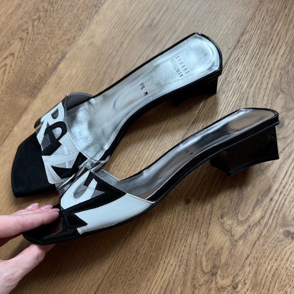 Stuart Weitzman Custom CRAZY 4SHUZ Slides - Ladies 9.5 - Black & White - NWOT - Picture 10 of 12